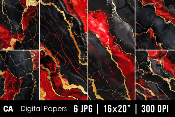 Abstract Black Red Marble Backgrounds: Dramatic Design Assets