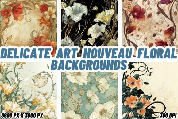 Delicate Art Nouveau Floral Backgrounds