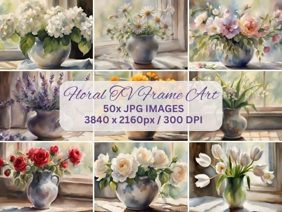 Elevate Your Digital Display with Floral TV Frame Art