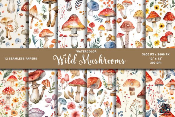 Enchanting Seamless Wild Mushroom Backgrounds for Creators
