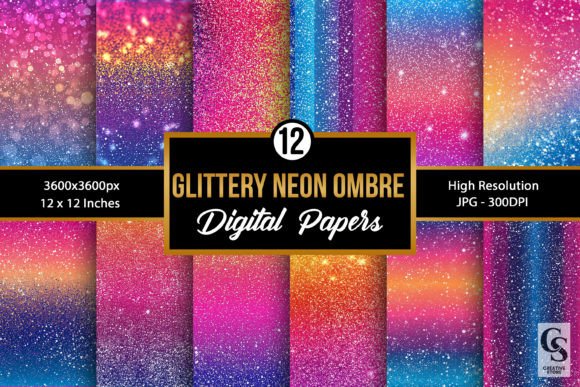 Glittery Neon Ombre Gradient Backgrounds: A Digital Asset for Vibrant Projects