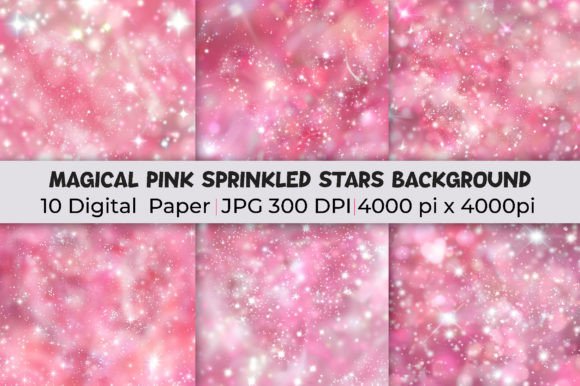 Magical Pink Sprinkled Stars Backgrounds for Design