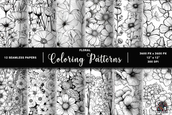 Seamless Floral Coloring Backgrounds BW: Your Creative Toolkit