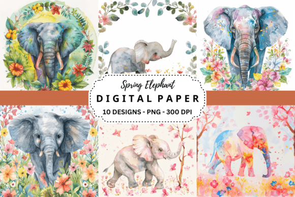 Spring Elephant Backgrounds: A Vibrant Design Asset
